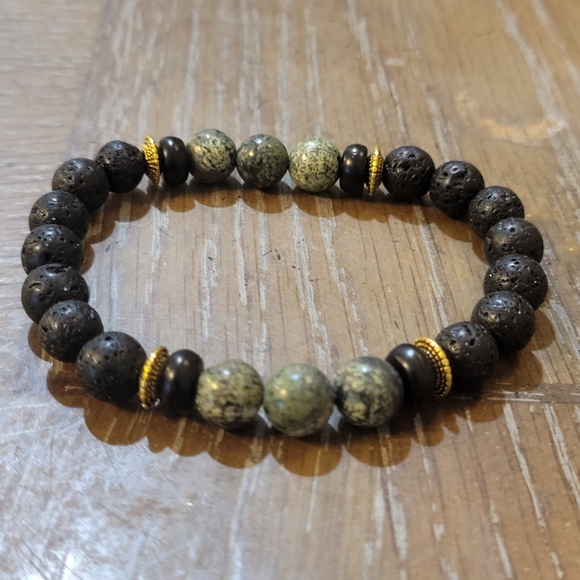 Hand Crafted Other - COPY - 8mm Lava Stone Jade Mala Chakra Yoga Reiki Bead Bracelet 3